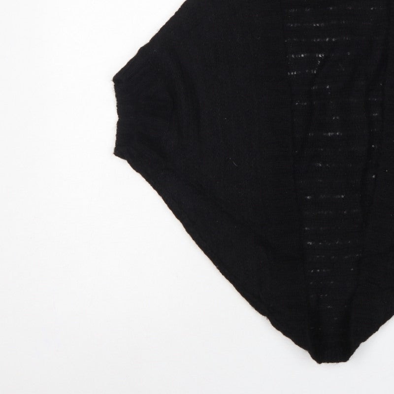 Warehouse Women’s Black UK 10 Open-Knit High Neck Cape Poncho