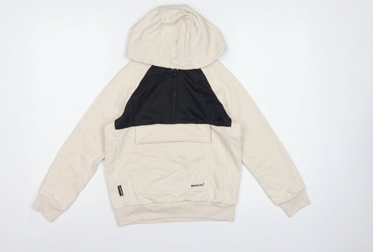 Bekkin Boys Beige Black Colourblock Half Zip Hoodie 8-9 Years
