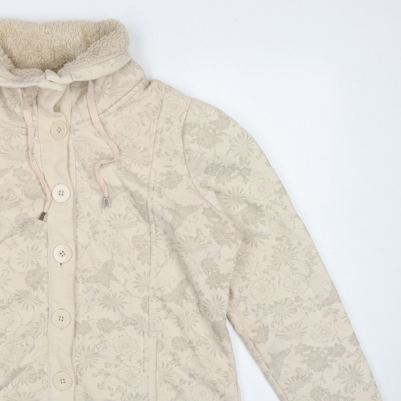Per Una Women Ivory Floral Hooded Button Cardigan Sweatshirt L
