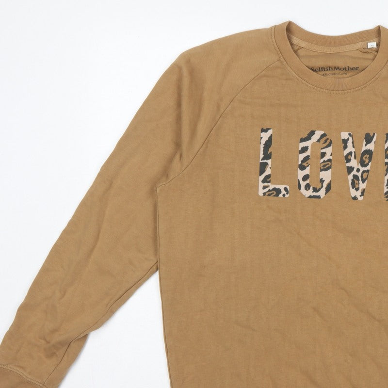 Selfish Mother Women’s Brown L Love Leopard Print Raglan Sweatshirt