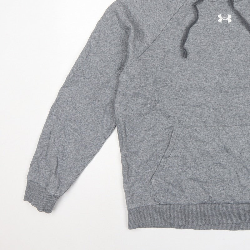 Under Armour Men’s Grey M Pullover Hoodie Logo Sports Fleece