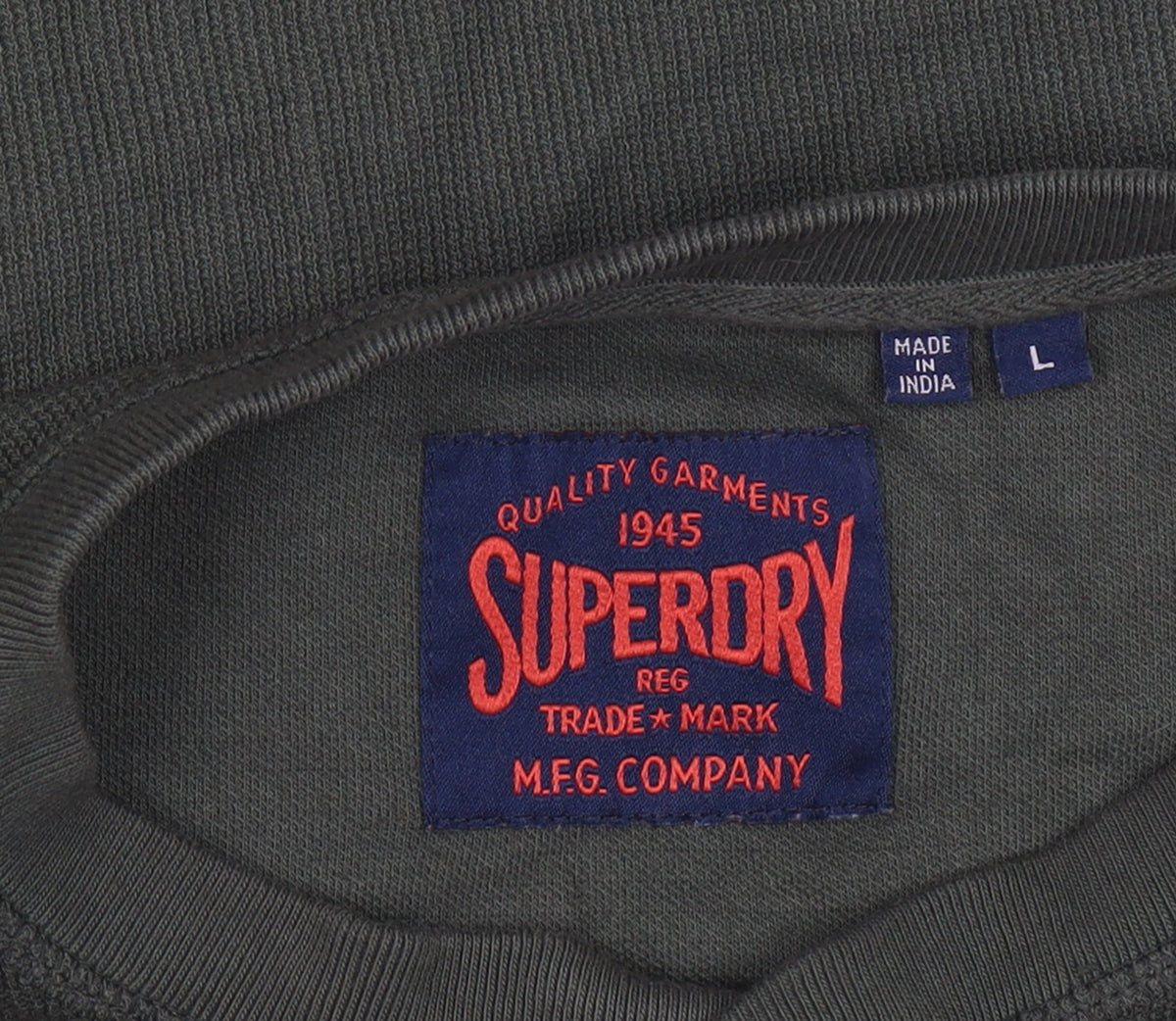 Superdry Men’s Green L Long Sleeve Cotton Henley Button-Up Top