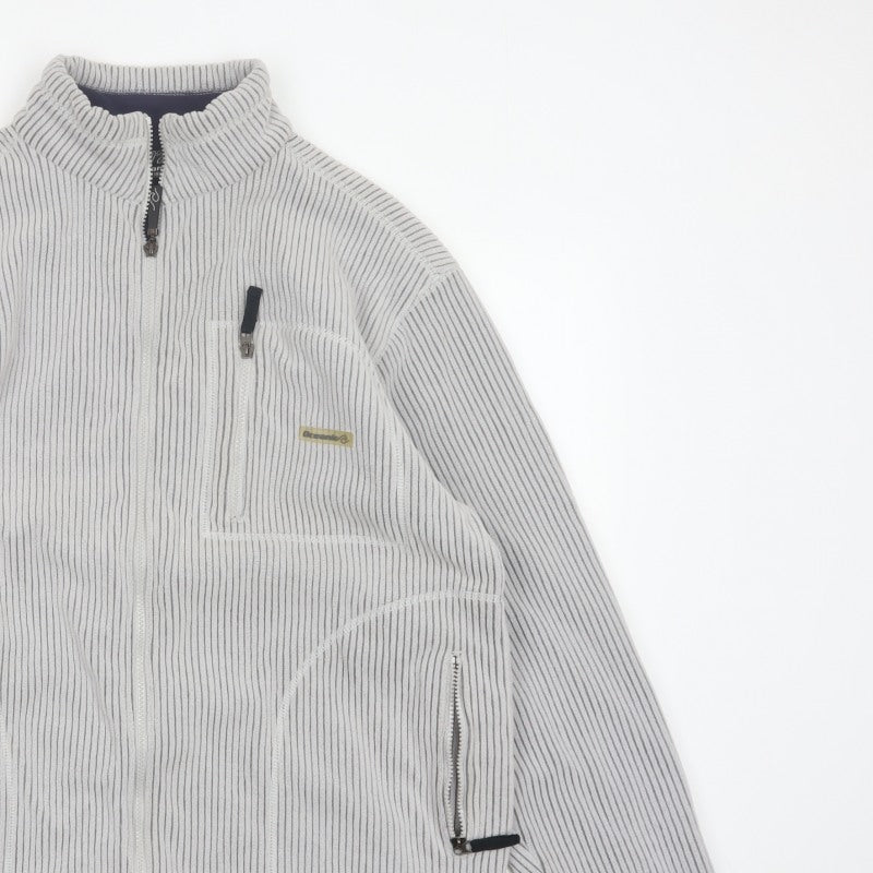 72 Oceanic Men’s Grey Striped Fleece Thermal Tech Jacket Size M Full Zip