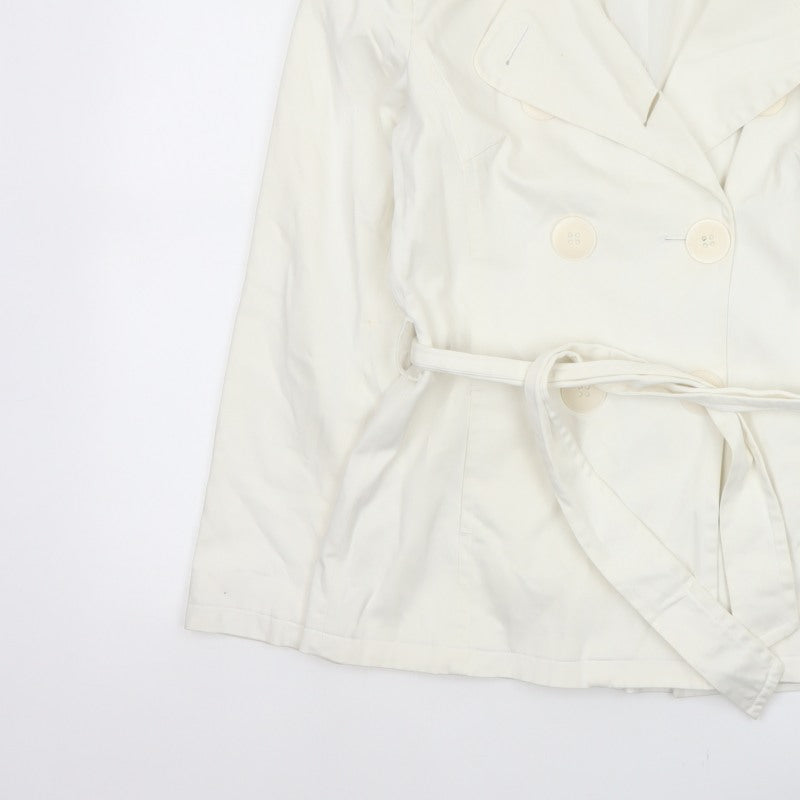 Debenhams Women Ivory Size 10 Belted Cotton Trench Coat