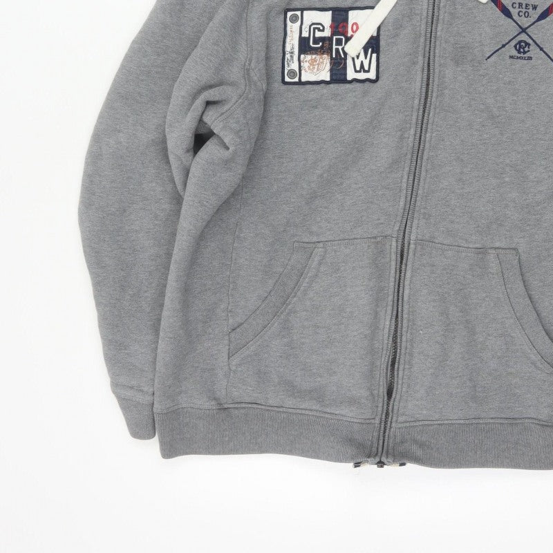 Crew Clothing Co. Men’s Grey XL Full Zip Hooded Fleece Logo Hoodie