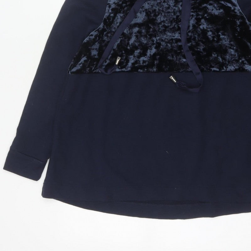 ONLY Women’s Blue M Pullover Hoodie Velvet Panel Long Sleeve