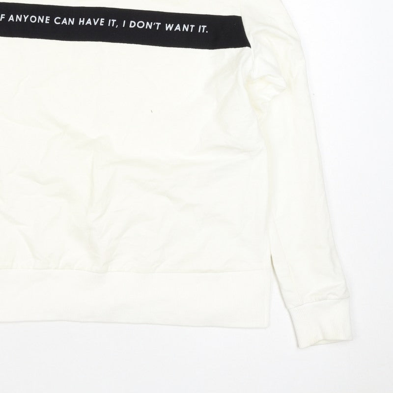 Next Women’s Ivory UK 8 Pullover Sweatshirt Quote Graphic Cotton Blend