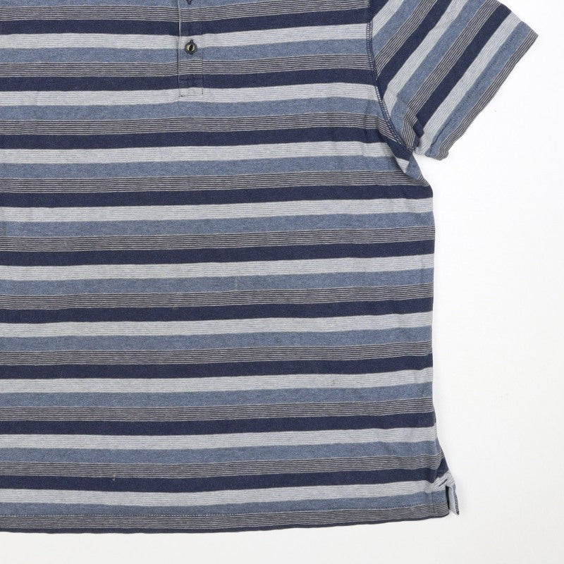 Rocha John Rocha Men’s Blue Striped Cotton Polo Shirt L Short Sleeve