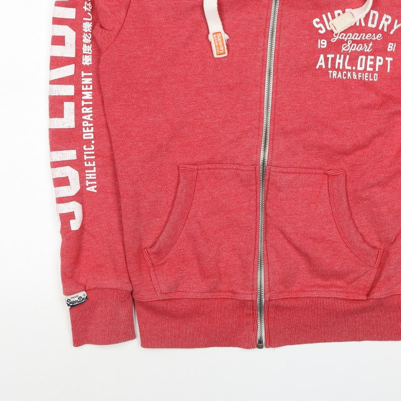 Superdry Men’s Red M Full Zip Hooded Graphic Track & Field Hoodie