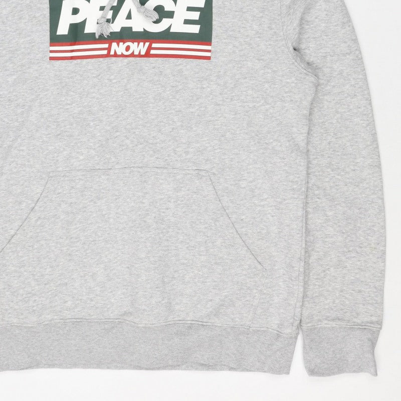 Additional view of Peace Love World Men Grey S Pullover Hoodie Graphic Logo Pocket