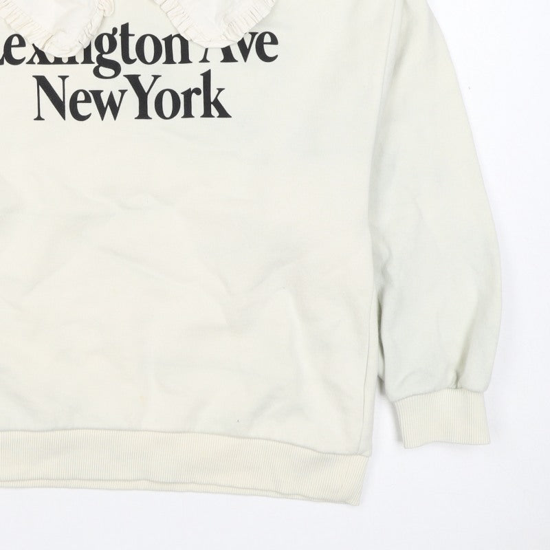 Zara Girls Ivory 13-14 Years Ruffle Collar New York Graphic Sweatshirt