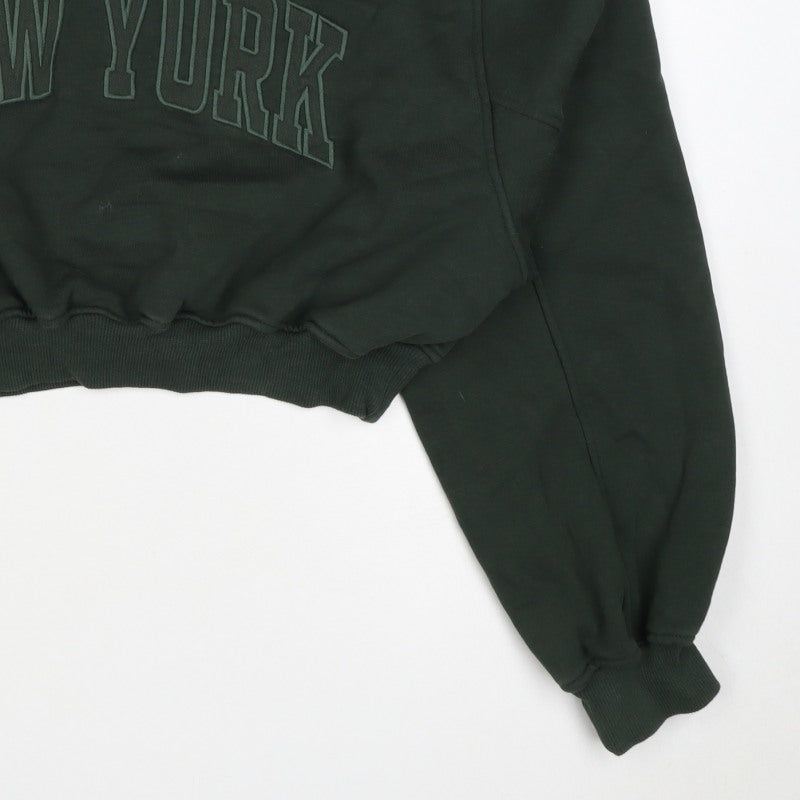 Zara Women’s Green S New York Cropped Pullover Sweatshirt