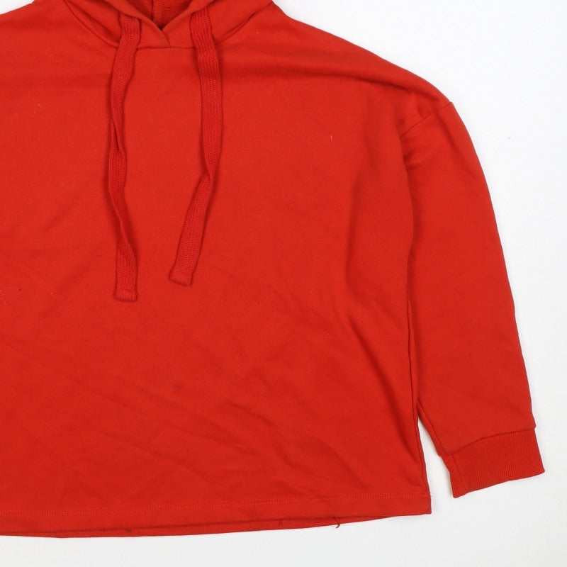 Pull&Bear Women’s Red XS Pullover Hoodie Drawstring Cotton Blend