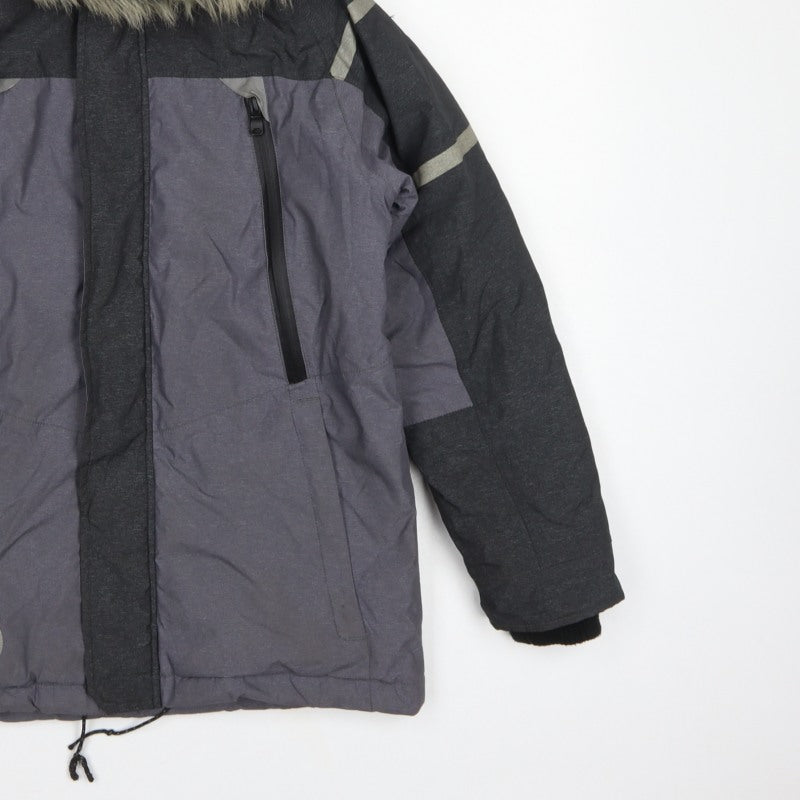 Additional view of Next boys’ grey black 11 years parka jacket hooded faux fur trim winter