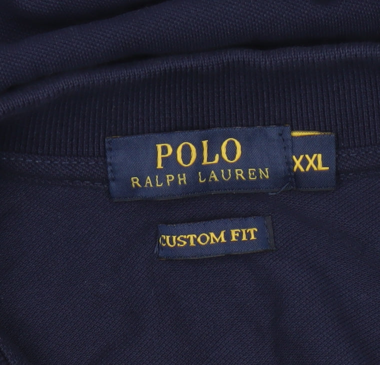 Polo Ralph Lauren Men's Blue 2XL Custom Fit Cotton Short Sleeve Polo