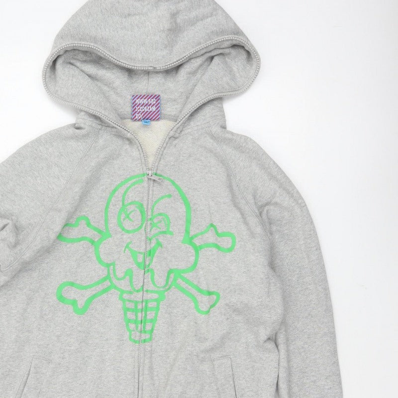 Icecream Men’s Grey S Full Zip Graphic Skull Hoodie