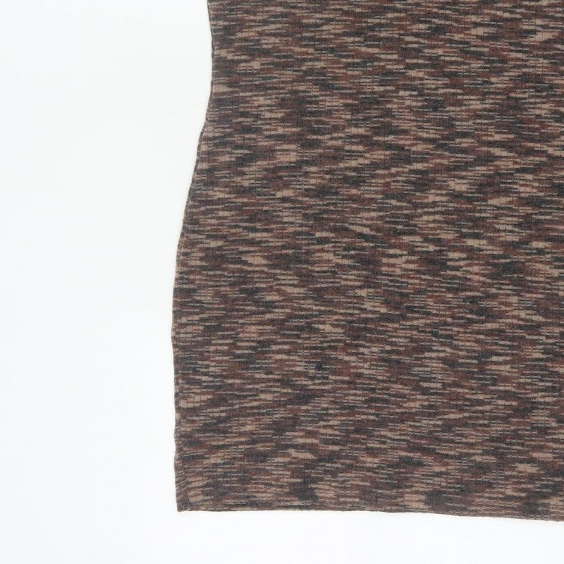 H&M Divided Women Brown Multicoloured L Bodycon Mini Knit Dress