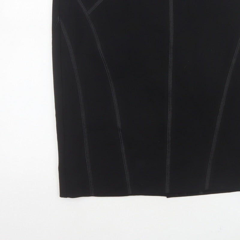 Autograph Women Black UK 14 Straight Pencil Knee Skirt Stretch Zip