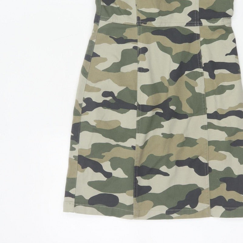 H&M Divided Women's Green Camo UK 10 Bodycon Mini Strappy Dress