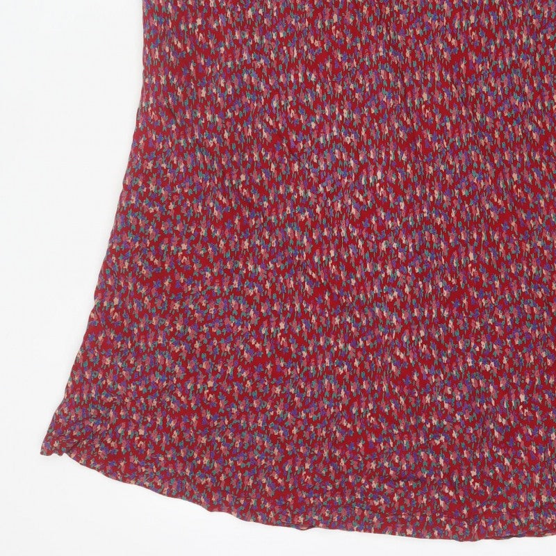 Pennyplain Women Red Floral A-Line Long Skirt UK 16 Petite Lined