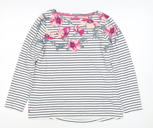 Joules Women Multicoloured UK 10 Floral Stripe Long Sleeve Jersey T-Shirt