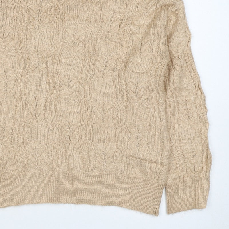 ASOS Design Women's Beige UK 10 Cable Knit Roll Neck Jumper