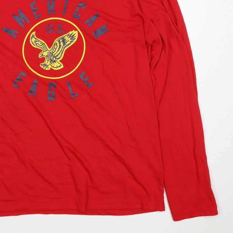 American Eagle Men’s Red XL Long Sleeve USA Eagle Graphic T-Shirt