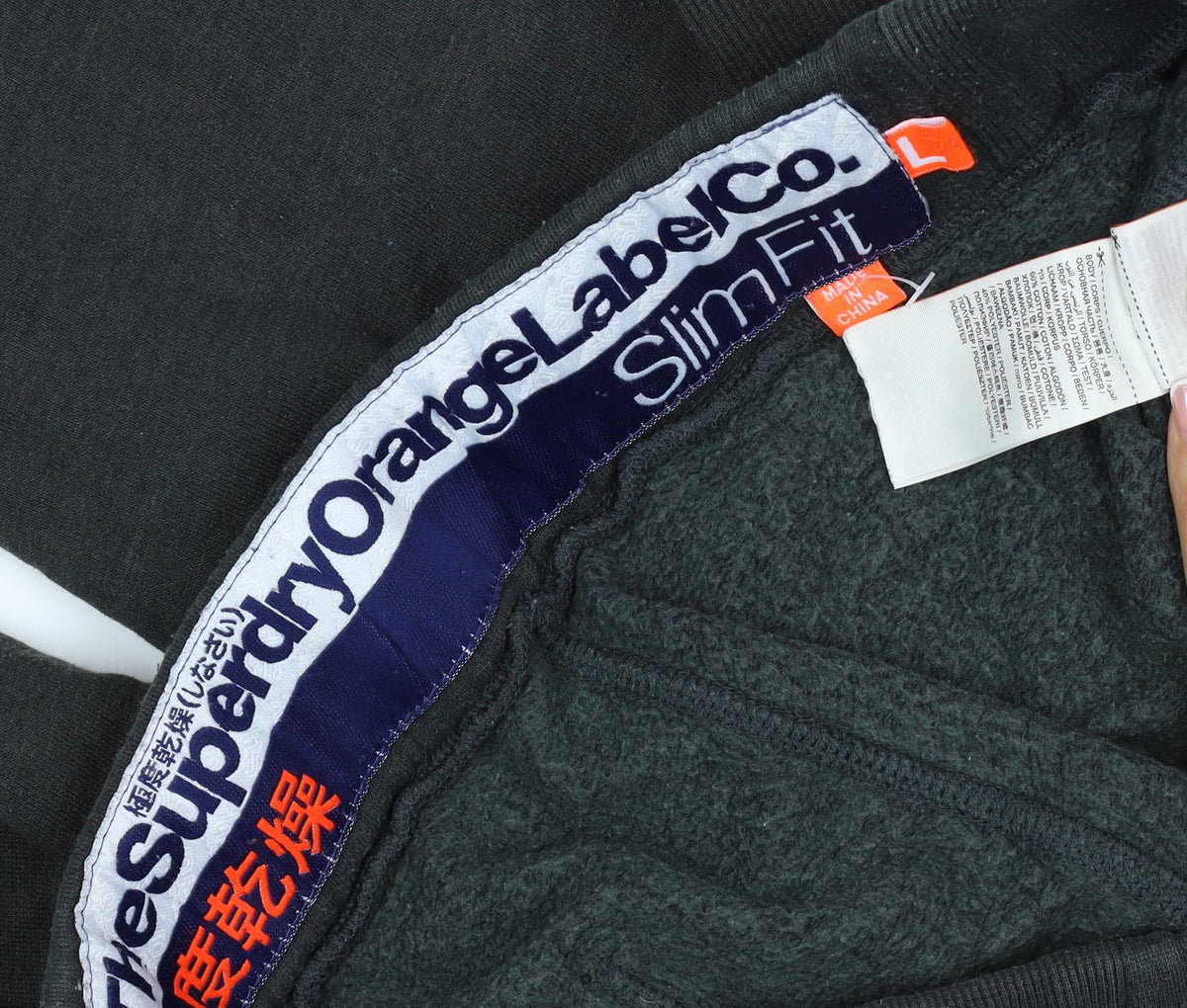 Superdry Men’s Black L Orange Label Slim Fit Fleece Joggers