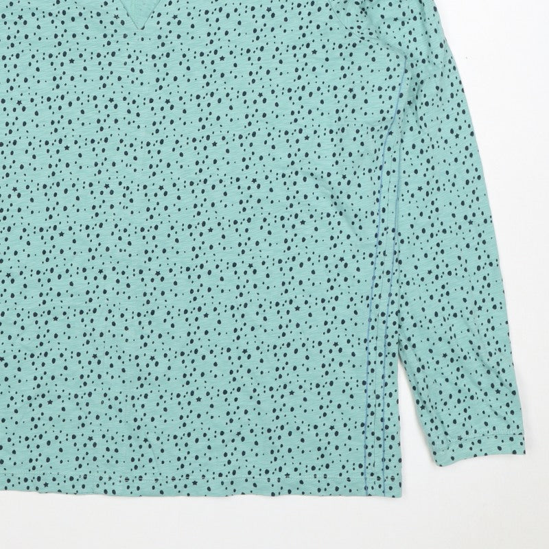 White Stuff Women Blue Star Spot Cotton V-Neck 3/4 Sleeve Top UK 16