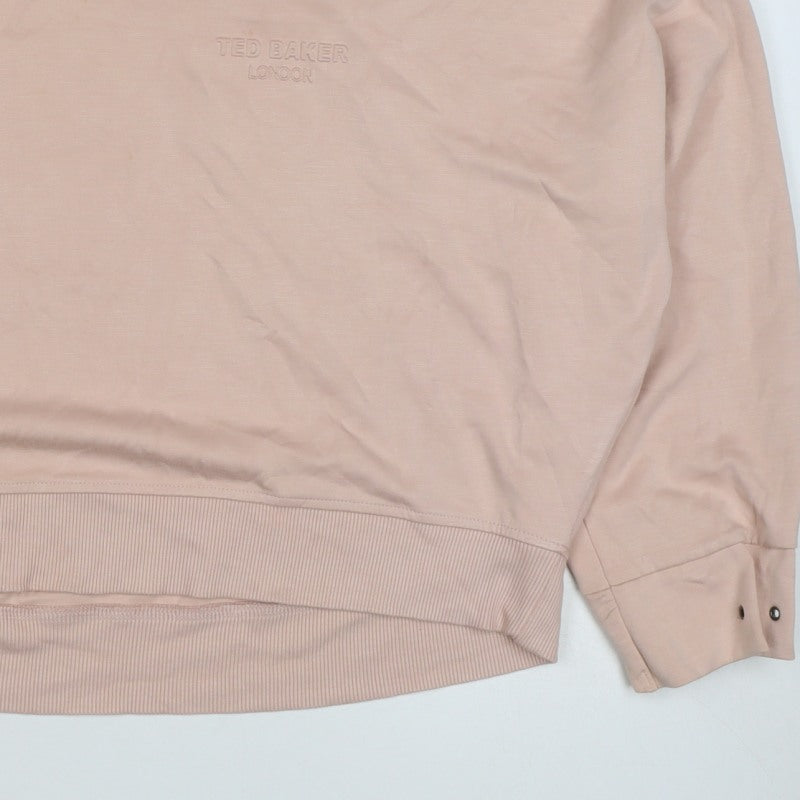 Ted Baker Women's Pink UK 12 Logo Crew Neck Pullover Sweatshirt