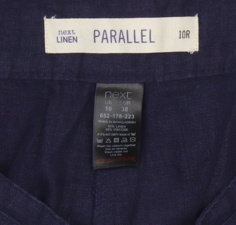 Next Parallel Women’s Blue Linen Wide-Leg Trousers UK 10 Regular