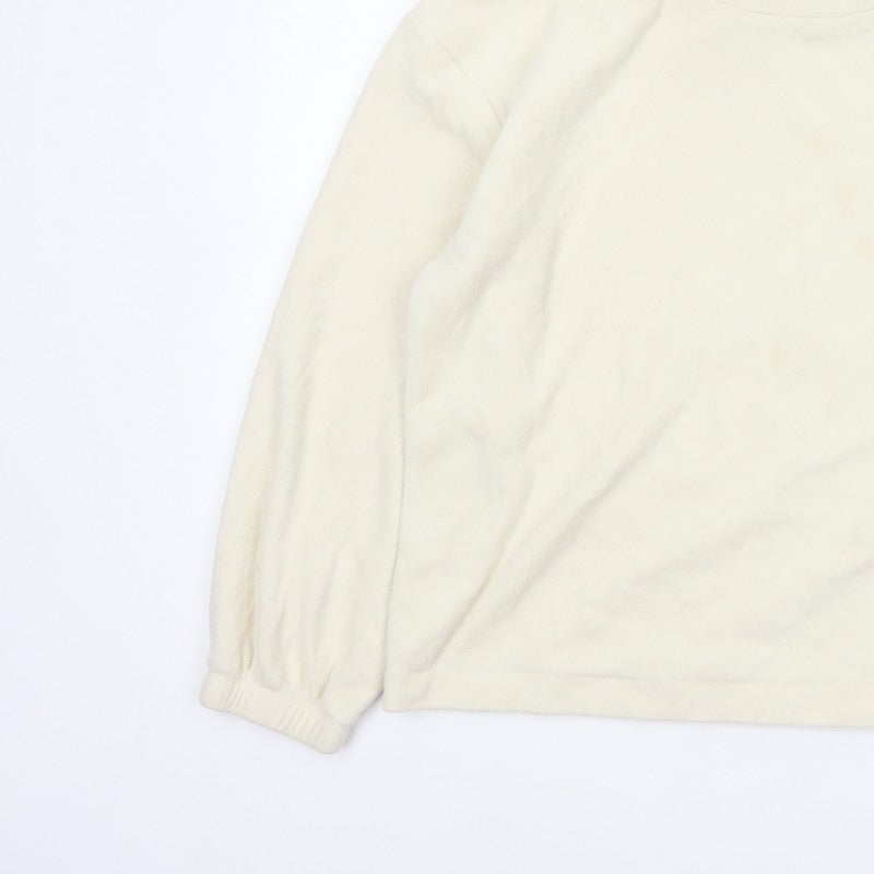 Gap Women Ivory Fleece High Neck Pullover Sweatshirt Size L