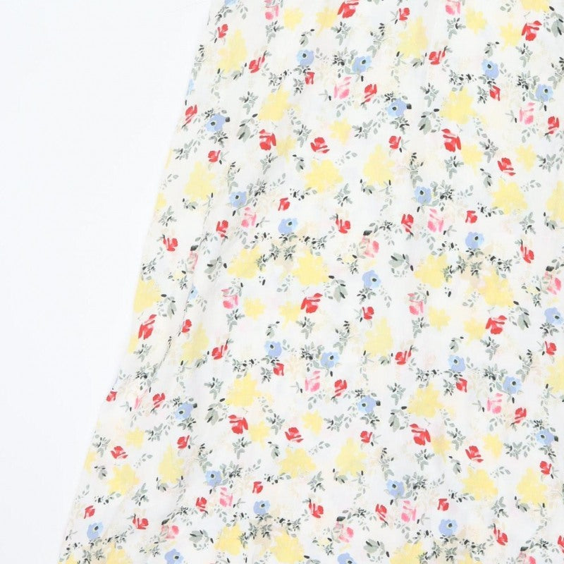 M&S Women Multicoloured Floral Fit & Flare Midi Dress Size 10 Petite