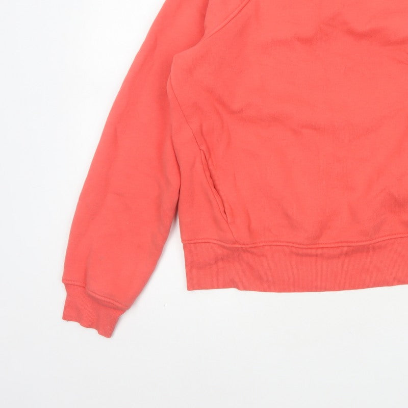 M&S Women Orange UK 12 Pullover Sweatshirt Crew Neck Pockets Raglan