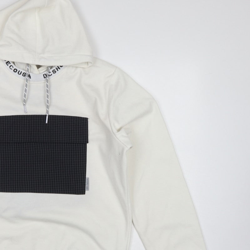 DC Shoes Men’s Ivory M Pullover Hoodie DWR Logo Check Pocket