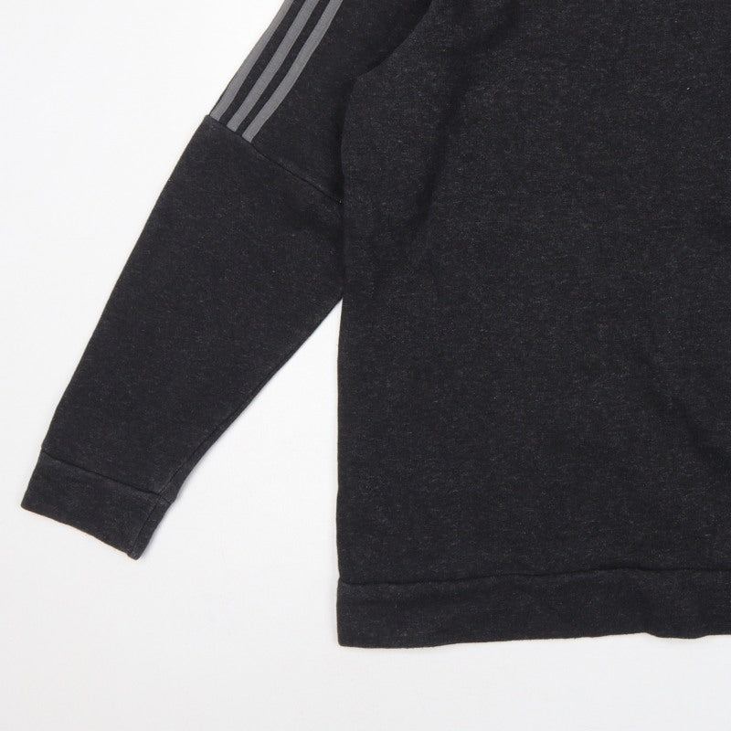 Adidas Men’s Black L 3 Stripe Logo Crew Neck Pullover Sweatshirt