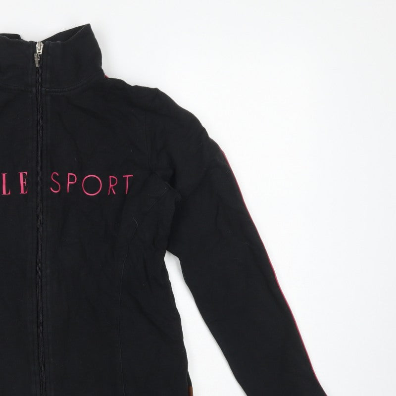 Elle Sport Women’s Black Pink Full Zip Sweatshirt UK 12 Logo