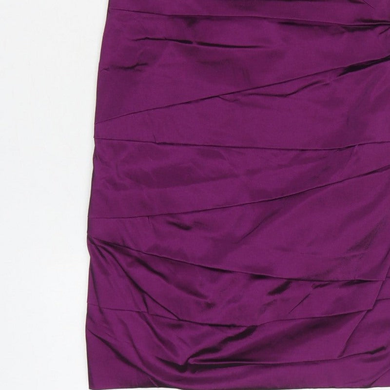 John Lewis Women Purple Size 10 Bodycon Satin Ruched Party Dress