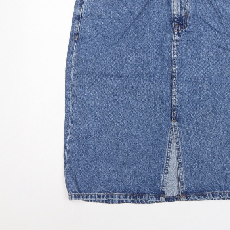Marks and Spencer Women Blue UK 6 Denim Pencil Knee Length Skirt