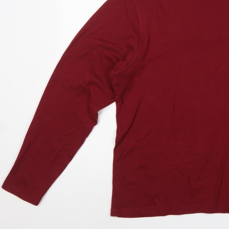 EWM Pure Classics Men’s Red Small Cotton Roll Neck Long Sleeve T-Shirt