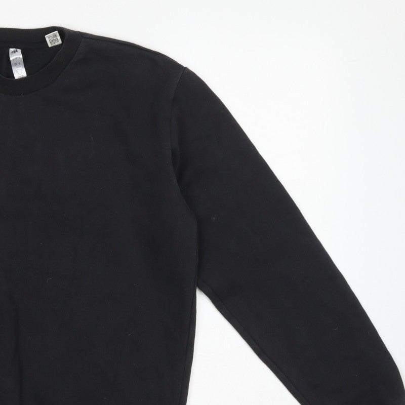 Adidas Men Black S Pullover Crew Neck Logo Sweatshirt