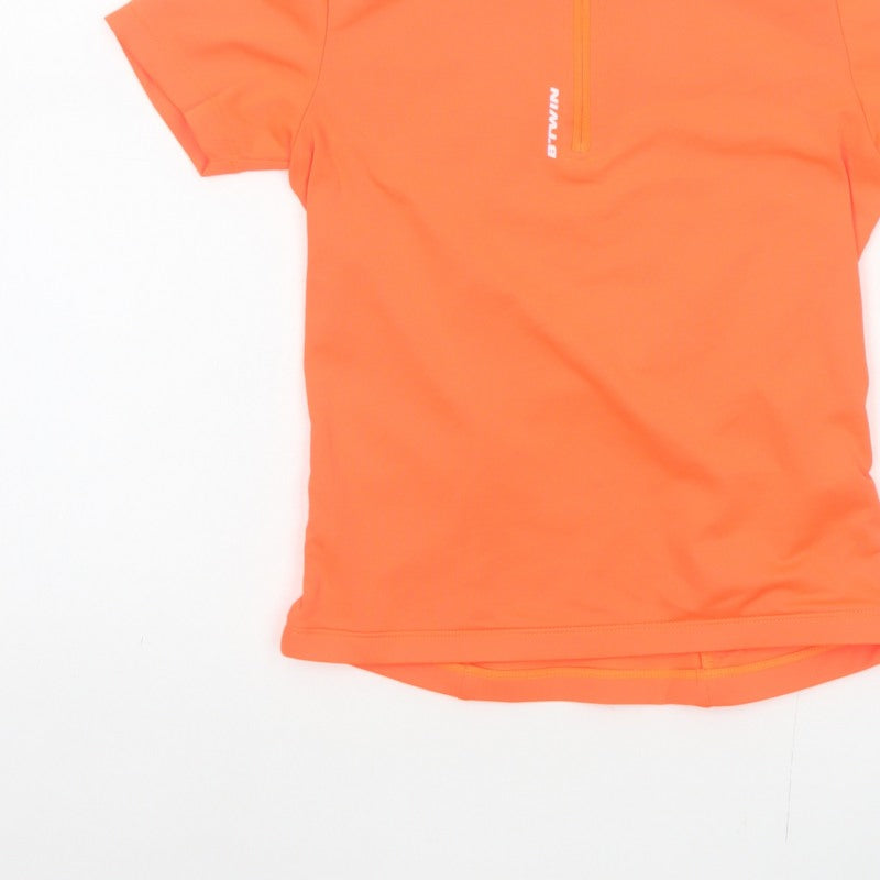 B'TWIN Boys Orange 8 Years Cycling Jersey 1/4 Zip Short Sleeve