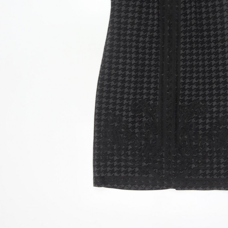 Linea Women Black Grey UK 8 Sheath Knee Dress Houndstooth