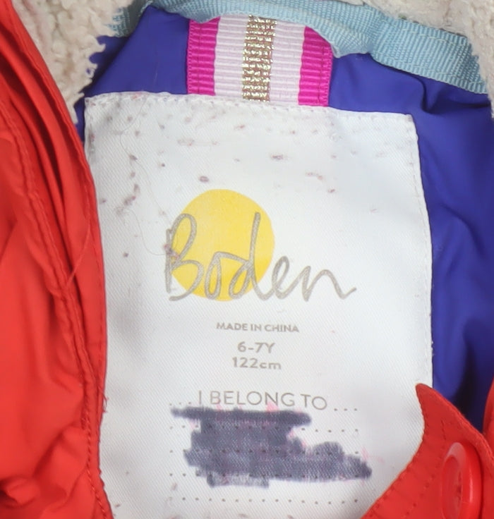 Boden Girls Multicoloured 6-7 Years Duffle Coat Hooded Fleece Lined
