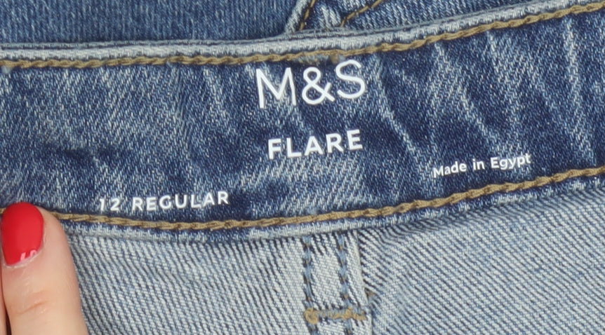 Marks and Spencer Women Blue UK 12 Regular Flared Stretch Jeans