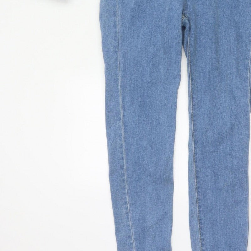 PrettyLittleThing Women Blue Denim Zip Jumpsuit UK 8 Long Sleeve