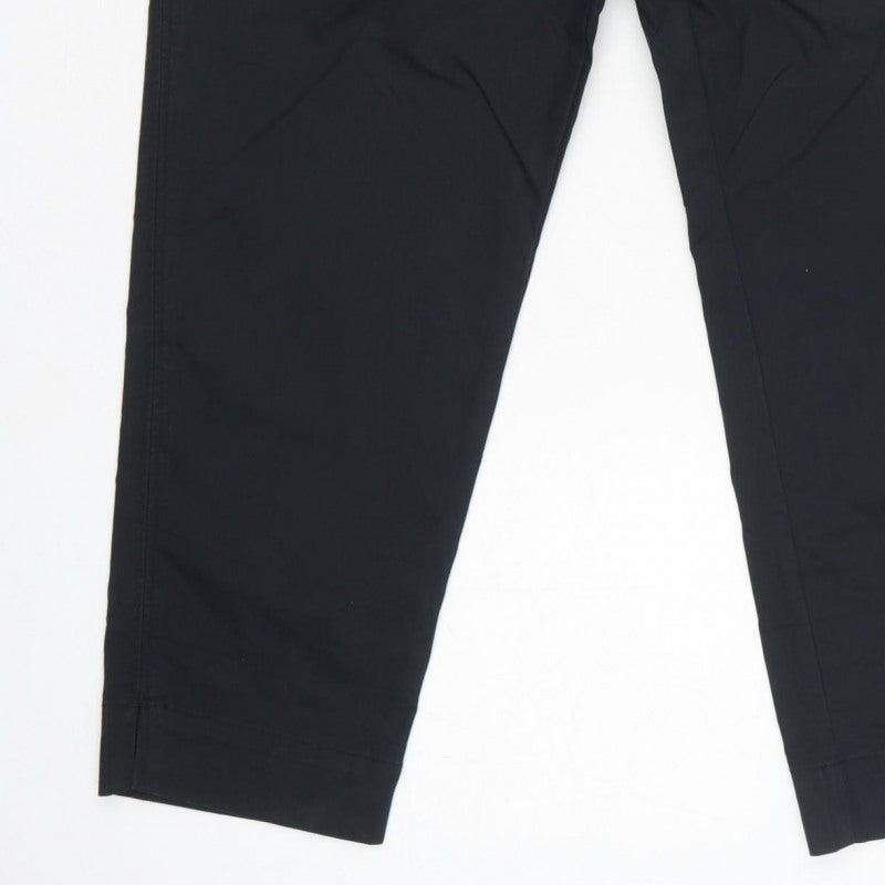 Marks and Spencer Women Black Size 14 Regular Tapered Chino Trousers