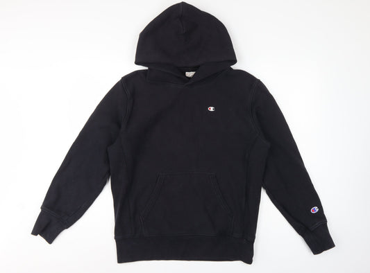 Back view of Champion Men’s Black M Reverse Weave Pullover Hoodie Logo Heavyweight