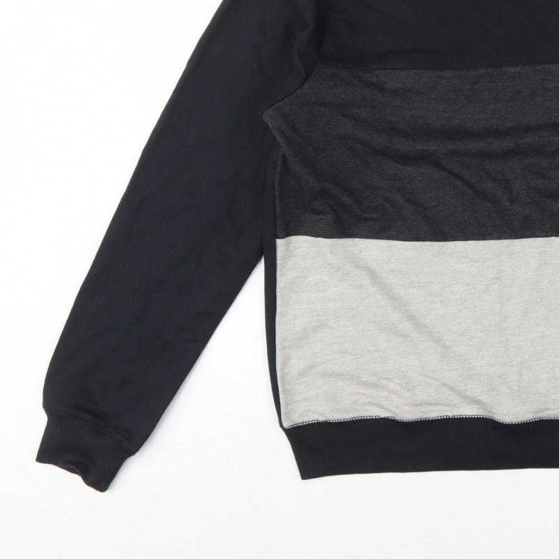 ASTRUCT Men’s Black Grey Colour Block Pocket Crew Neck Sweatshirt L