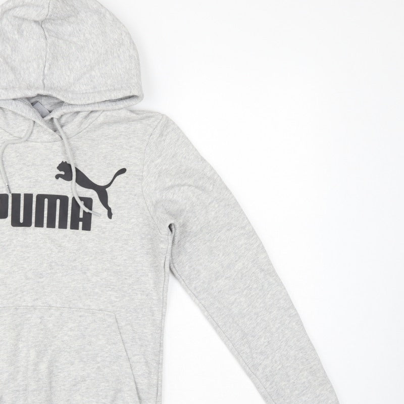 Puma Women’s Grey Logo Pullover Hoodie UK 8 Cotton Blend